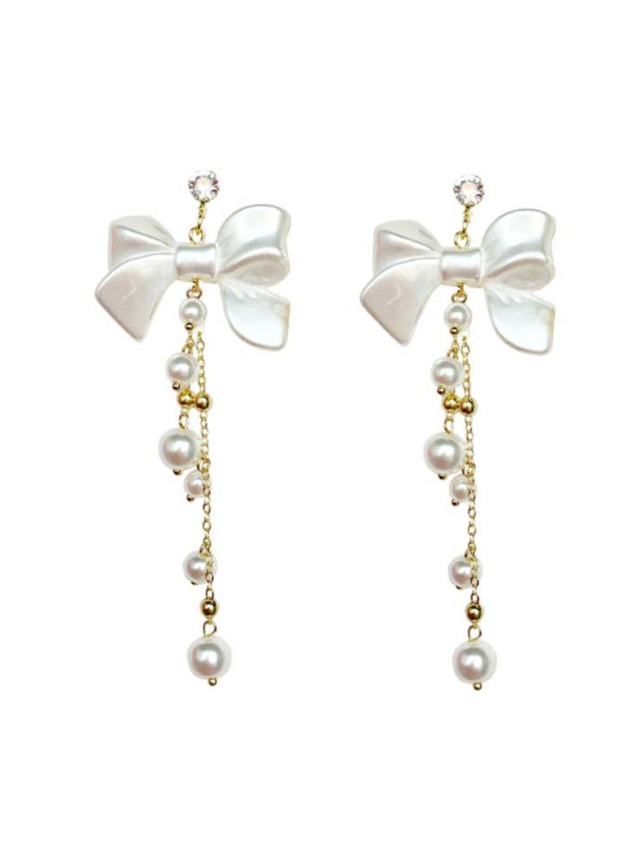 Ribbon pearl earring + earrings