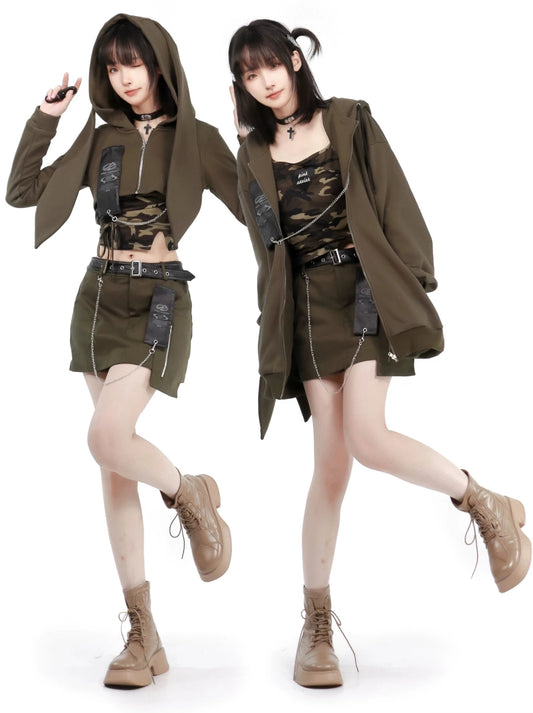 Hunters Row Oreilles de lapin Camouflage Design American Hot Girl Set