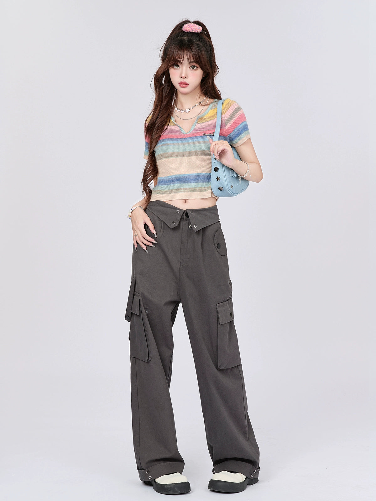 American Retro Flap Waist Straight Cargo Pants