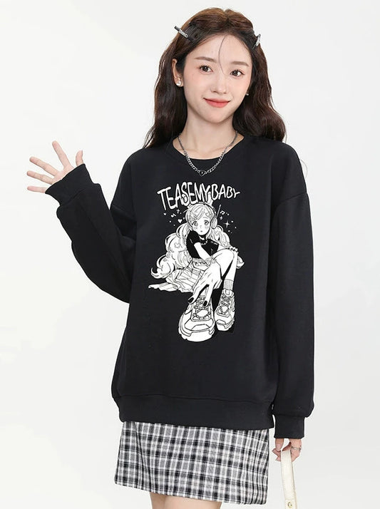 American Retro Girls Print Sweatshirt Sweatshirt