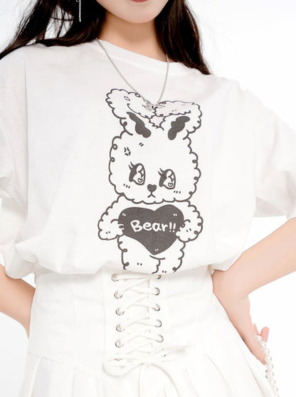 T-shirt à imprimé lapin avec logo Heart