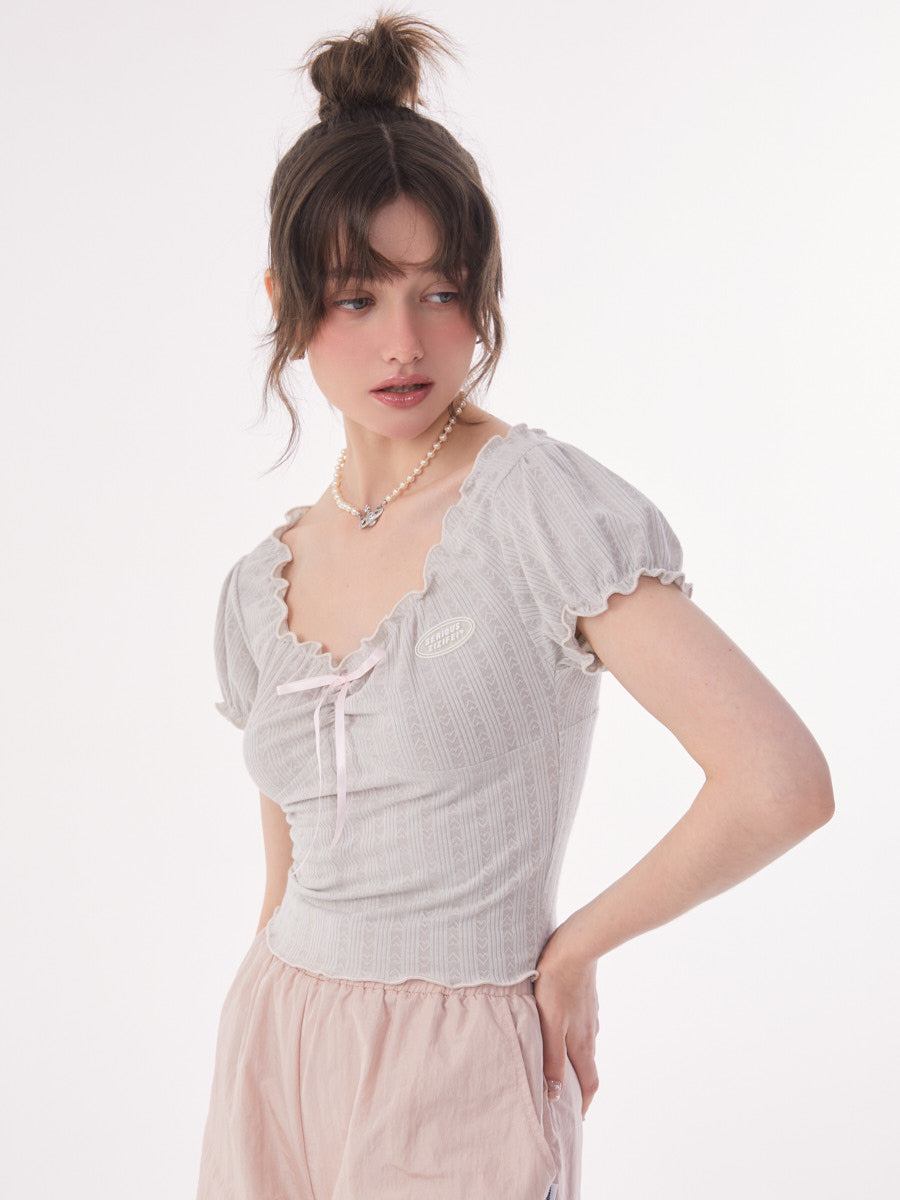 Ritri Ribbon Open Neck Tops