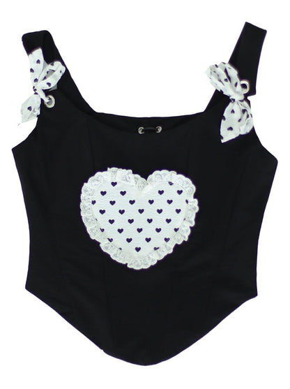 Dot Frill Heart Suspender Top