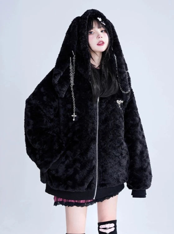 Lamb Fur Bunny Over Hoodie