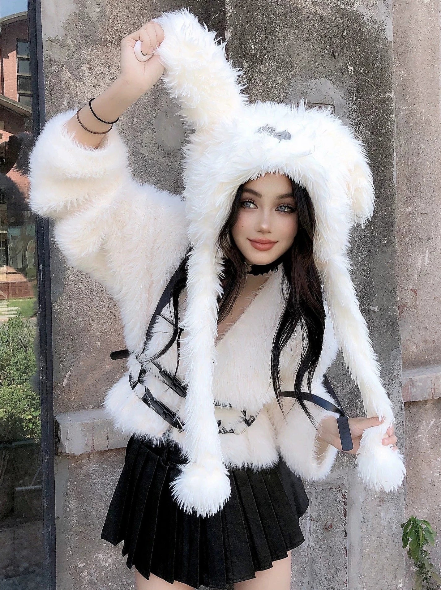 Bunny Ears Voluminous Fur Hat