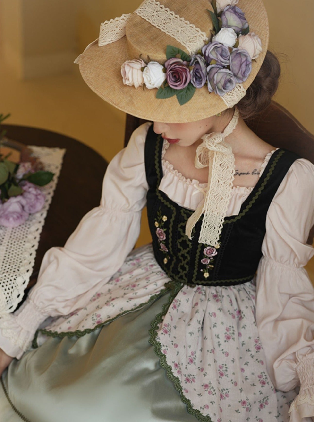 bavarian flower layered dress