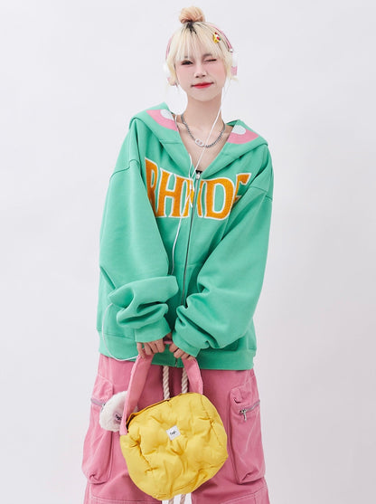 Funny Dinosaur Hoodie Zip Cardigan Jacket