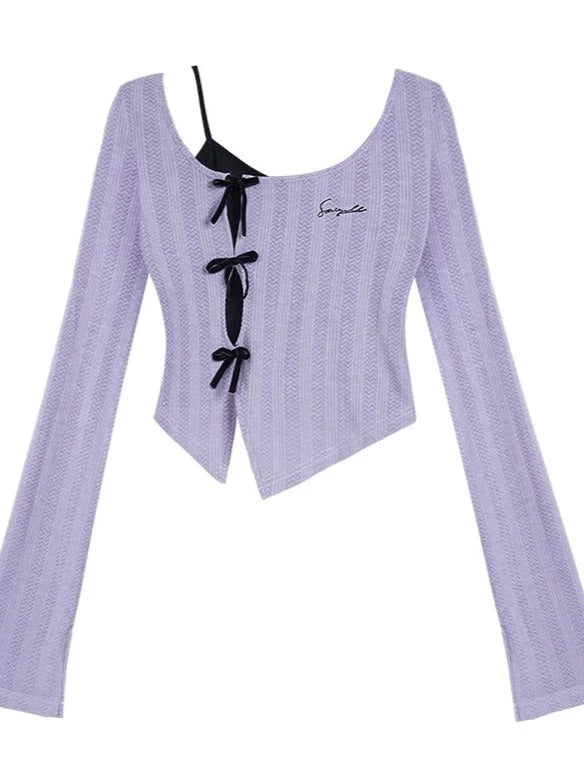 Milk Purple Trumpet Sleeve Tops