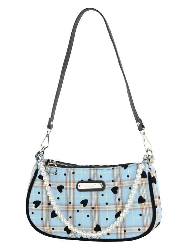 アメリカンレトロスイートクールラブチェックパールハンドルショルダーバッグ