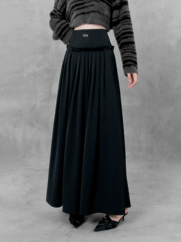 Retro high-end elegant pleated long skirt