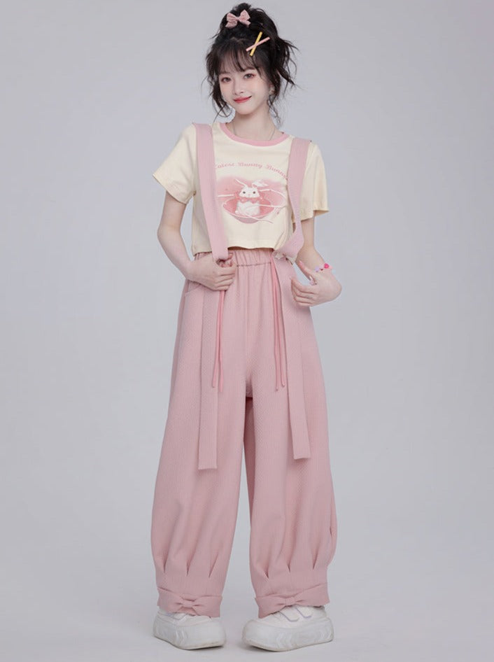 Balloon wide suspender pants