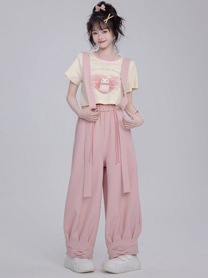 Balloon wide suspender pants