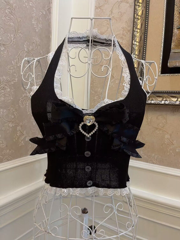 ネックリボンハートトップス