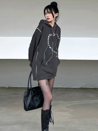 ghost girl cover zip up hoodie