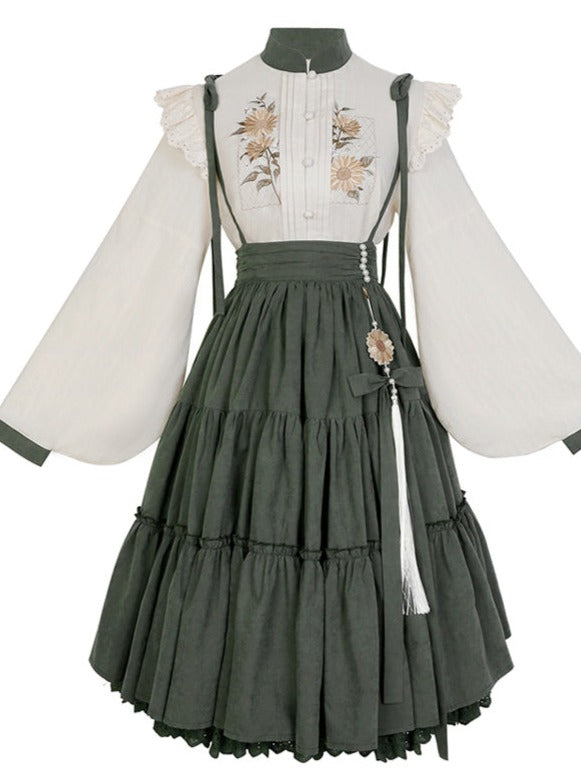 レトロヒマワリデザインフリルセットアップ