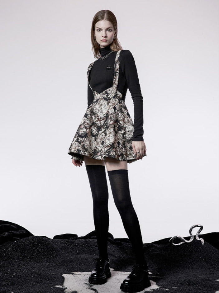 High waist A-line vintage sass skirt [sheer cat pure black cat jacquard]