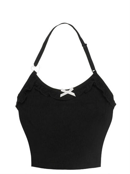 ハートリングフリルホルターネックキャミトップス