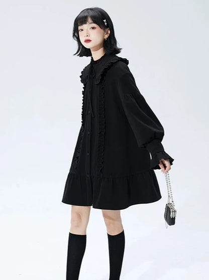 Sailor collar wool dress