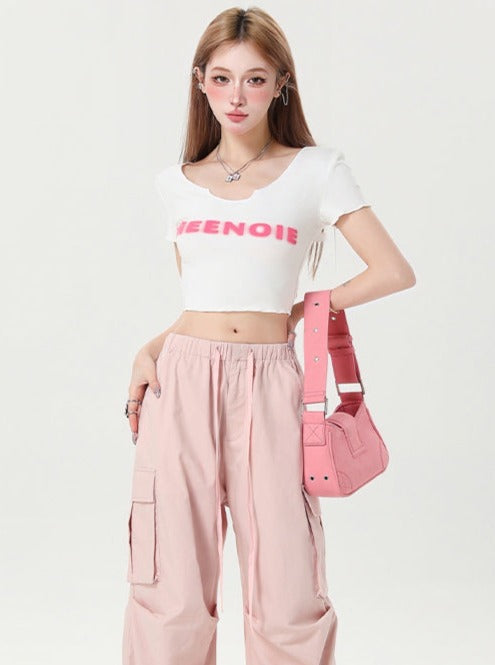 Short shoulder logo T -shirt