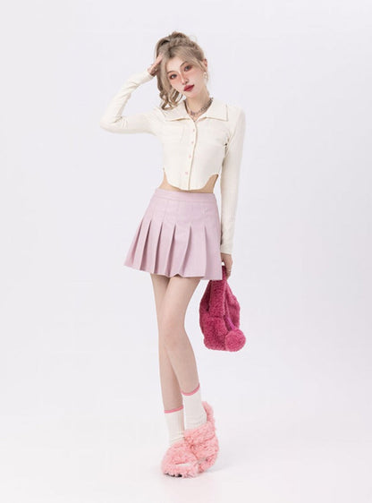 French pink pleated skirt