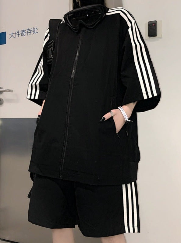Subculture zip-up line jacket + shorts