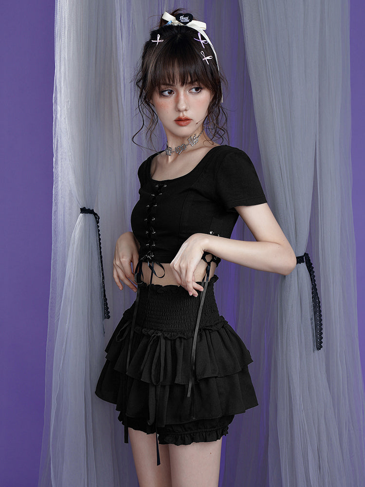 Dark Cool Tiered Skirt IN Pants