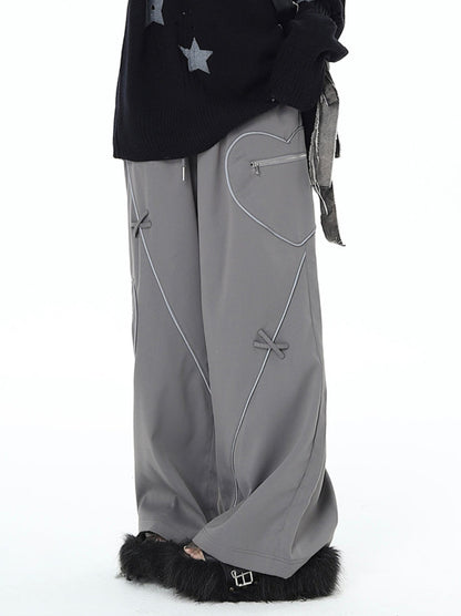 Rare Silver-Gray Niche Love Wide Leg Pants