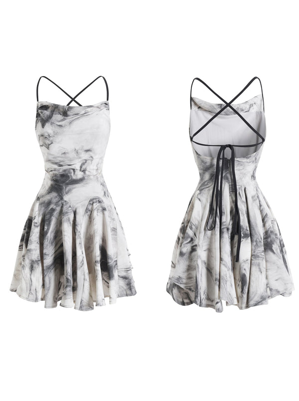 Retro -ink design sling dress