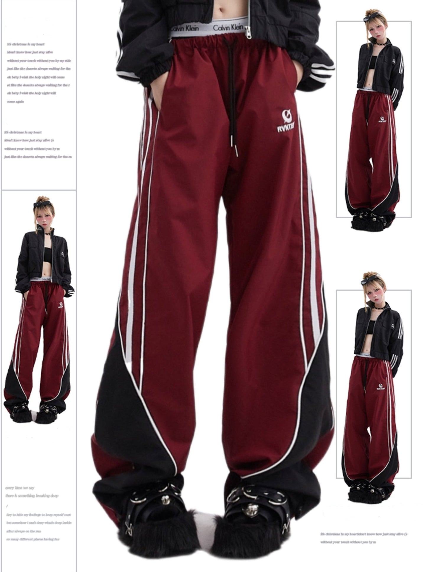 Straight sports pants with side stripe design