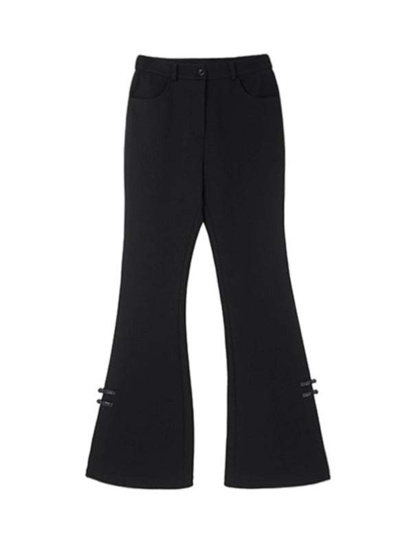 Buckle slit flare pants
