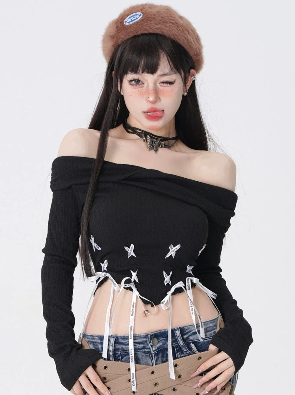 Lace-up Spicy One Shoulder Top