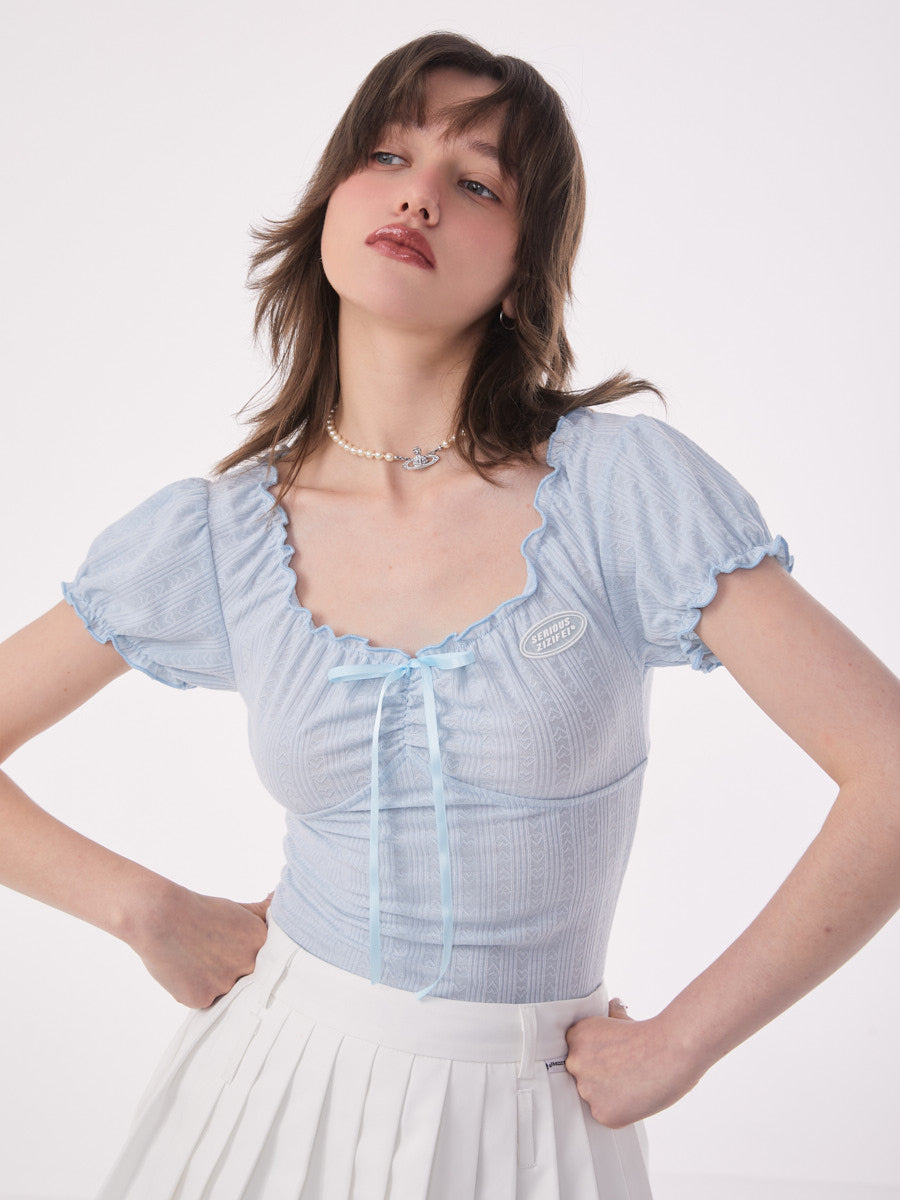 Ritri Ribbon Open Neck Tops