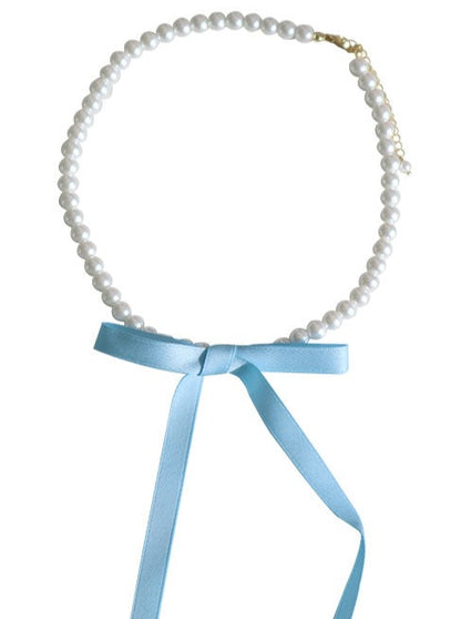 Ribbon Pearl Girl Necklace