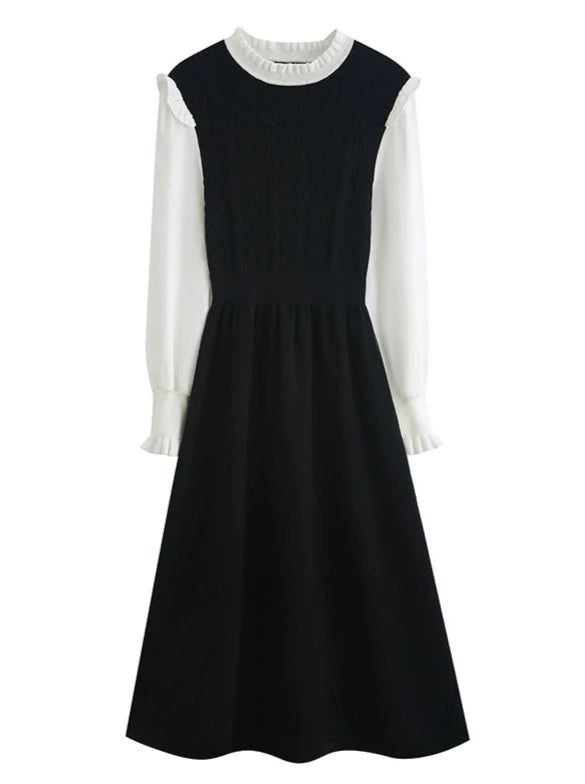 Retro Frilled Collar French Dress