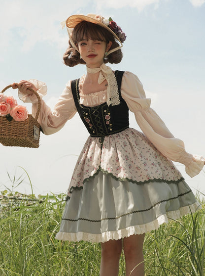 bavarian flower layered dress