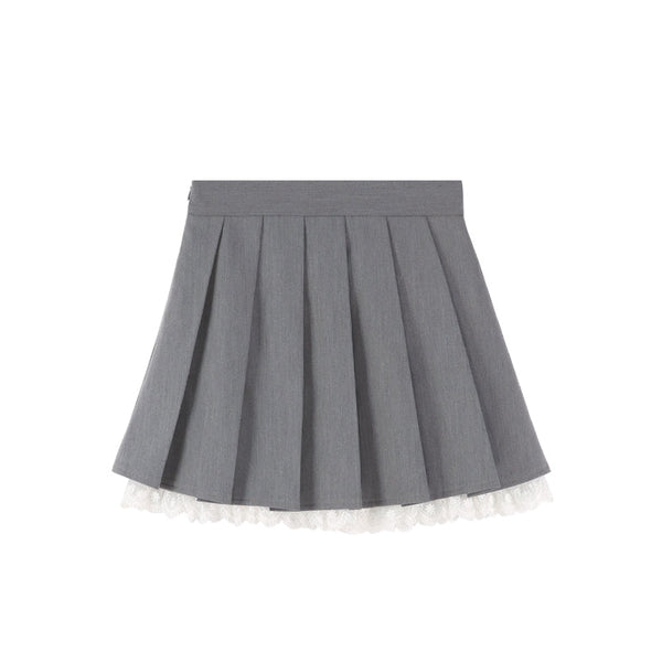 Sweet Ribbon Top Pleated Skirt Setup