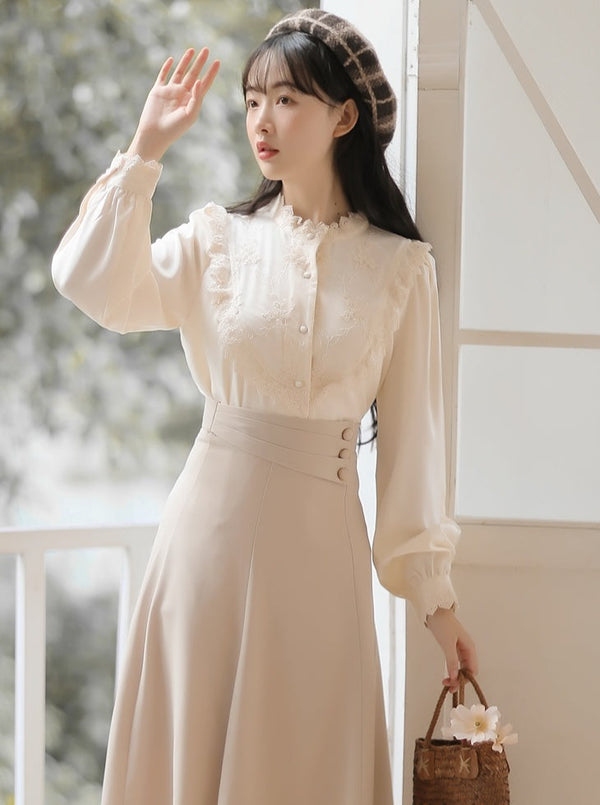 French Retro Loose Frill Blouse