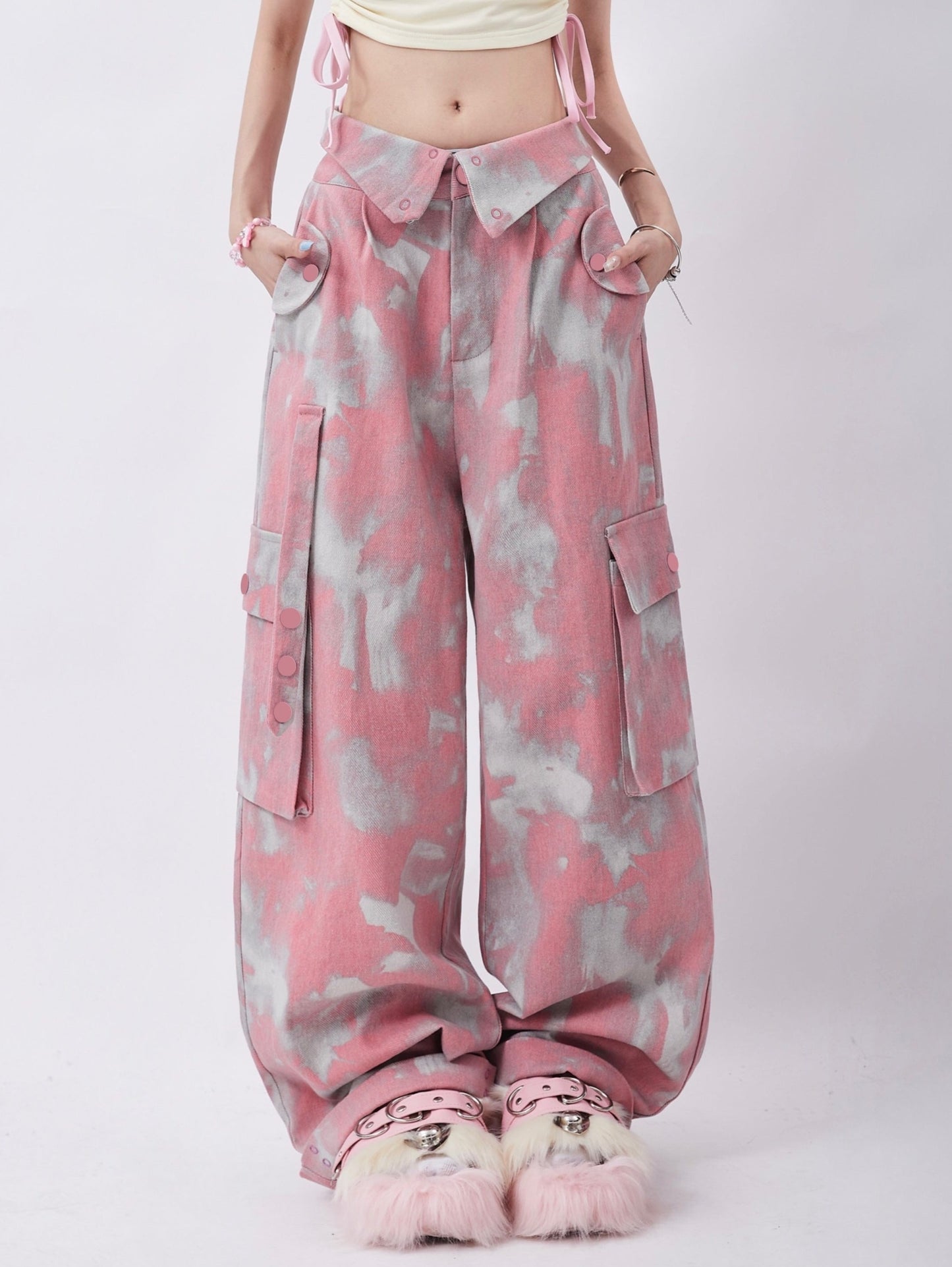 Street Flap Design Pants [Tie-dye Camouflage