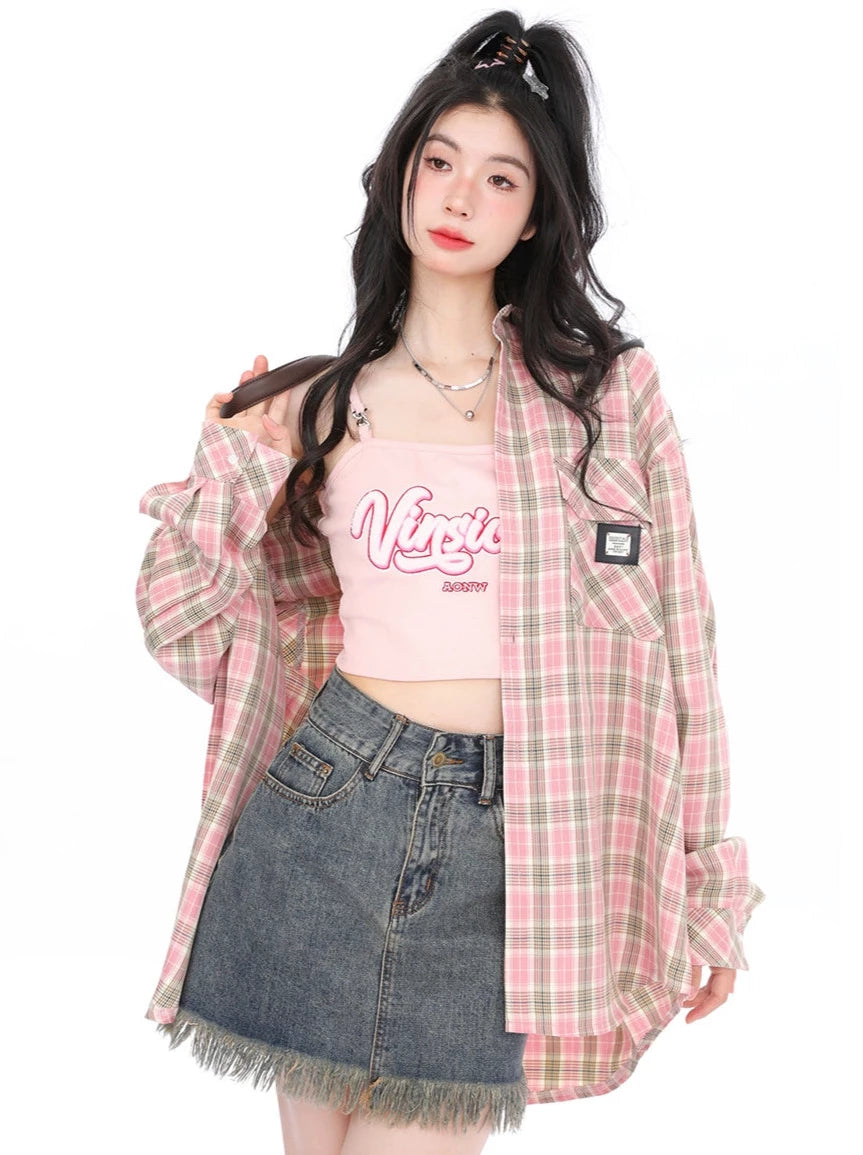 Retro Check Loose Shirt Jacket