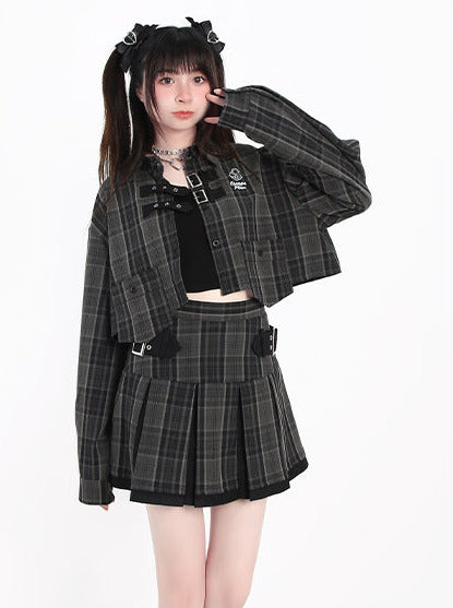 Cool Street Check Short Jacket Skirt Setup