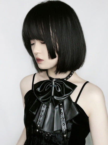 gothic dark punk ribbon neck accessory