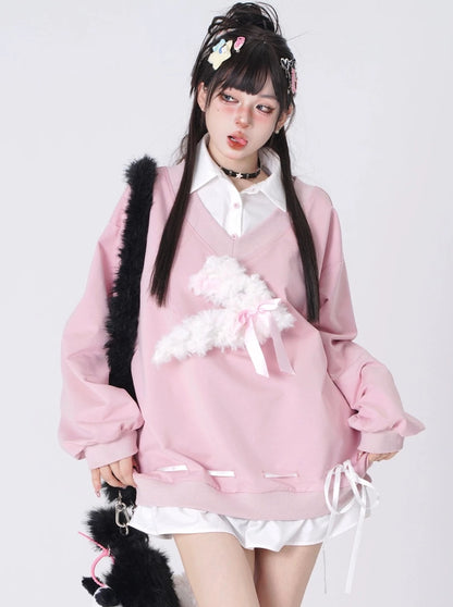 Fluffy Bunny Ribbon Sweatshirt