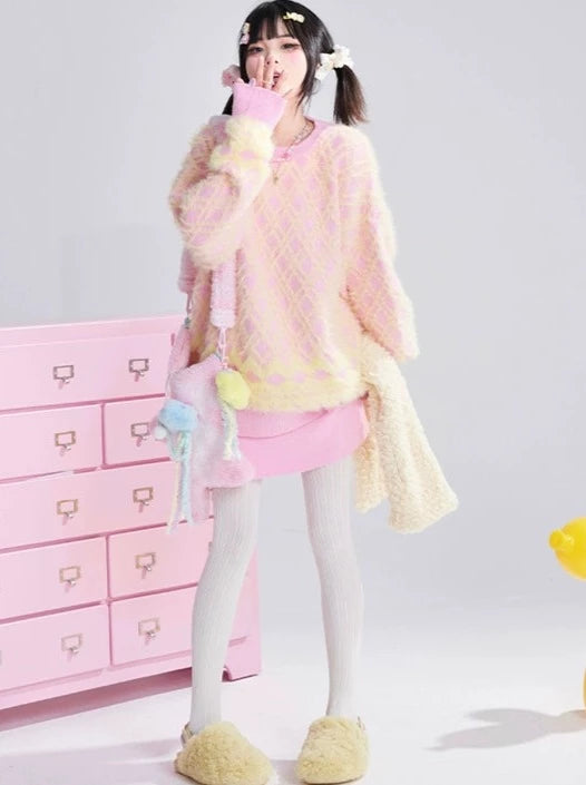 Pastel Design Knit Cardigan