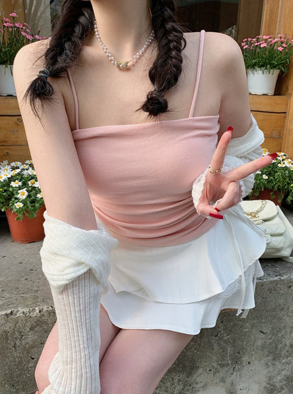 Belt chestwear suspender camisole with pad