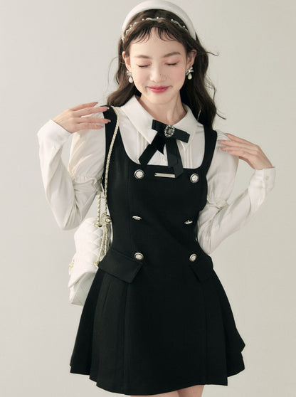 Monochrome ribbon puff sleeve