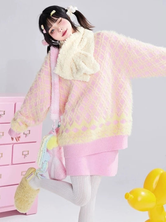 Pastel Design Knit Cardigan