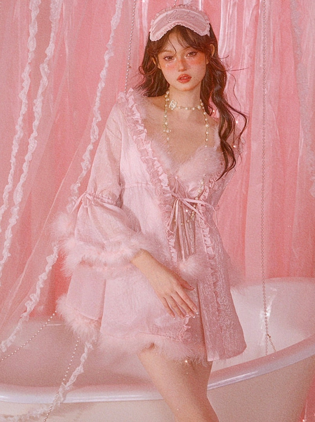 Pure Desire Girl Pyjama Pink Slip Dress Night Dress Set – Belchic Pure Desire Girl Pyjama Pink Slip Dress Night Dress Set – Belchic