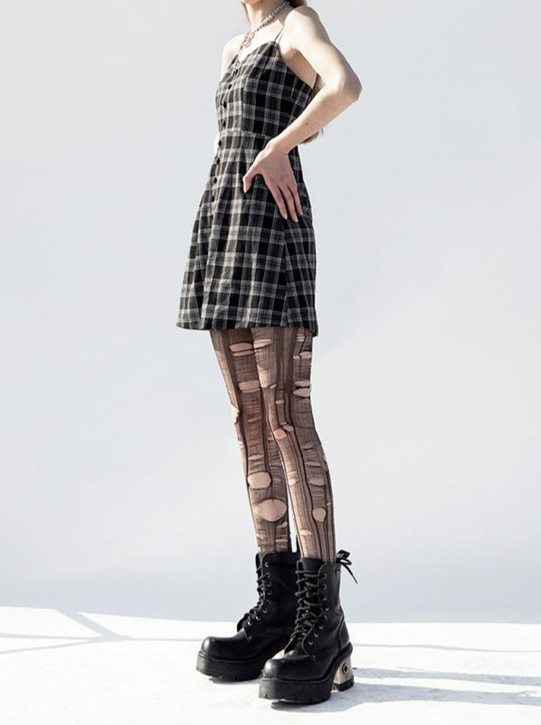 Back Shirring Cami Dress [Black Heart Check]