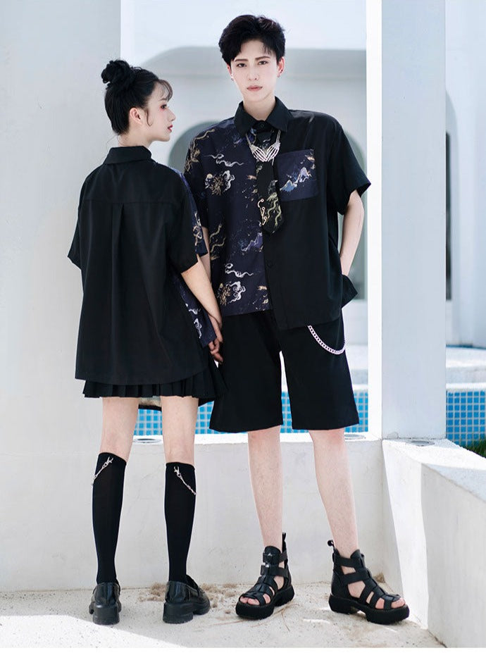 Summer asymmetric design unisex shirt