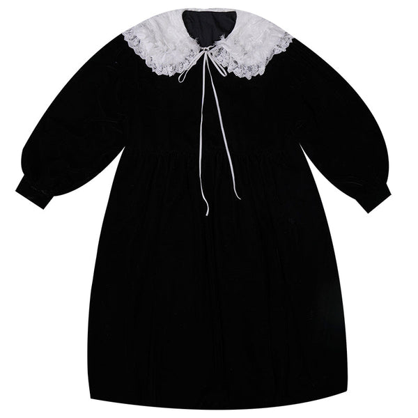 Sailor color retro dark black dress